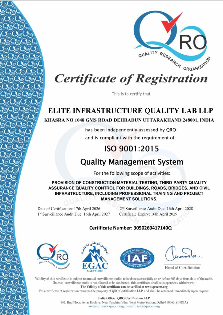 3050260417140q elite infrastructure quality lab llp iso 9001 2015 page 0001